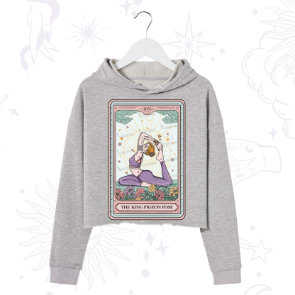 Purplehecate The King Pigeon Pose Tarot Card Crop Hoodie