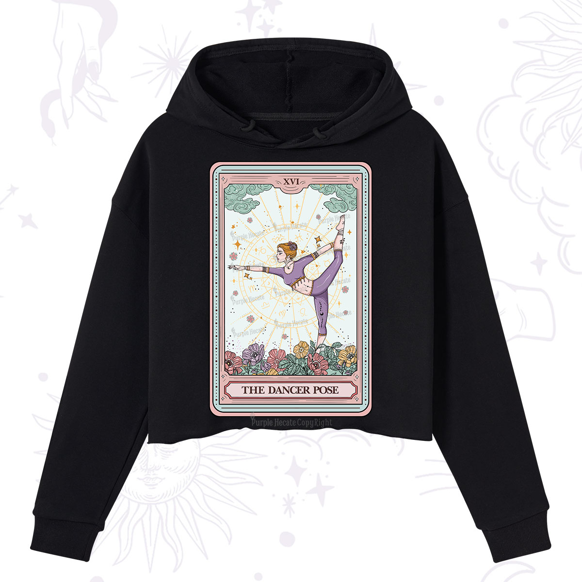 Purplehecate The Dancer Pose Tarot Card Crop Hoodie