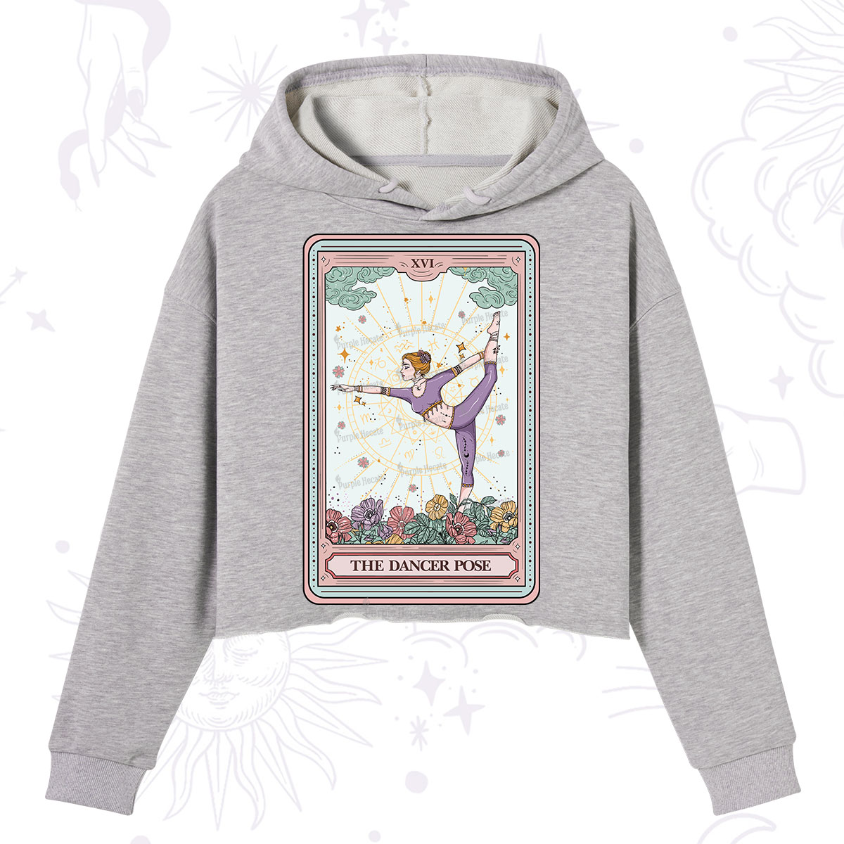 Purplehecate The Dancer Pose Tarot Card Crop Hoodie