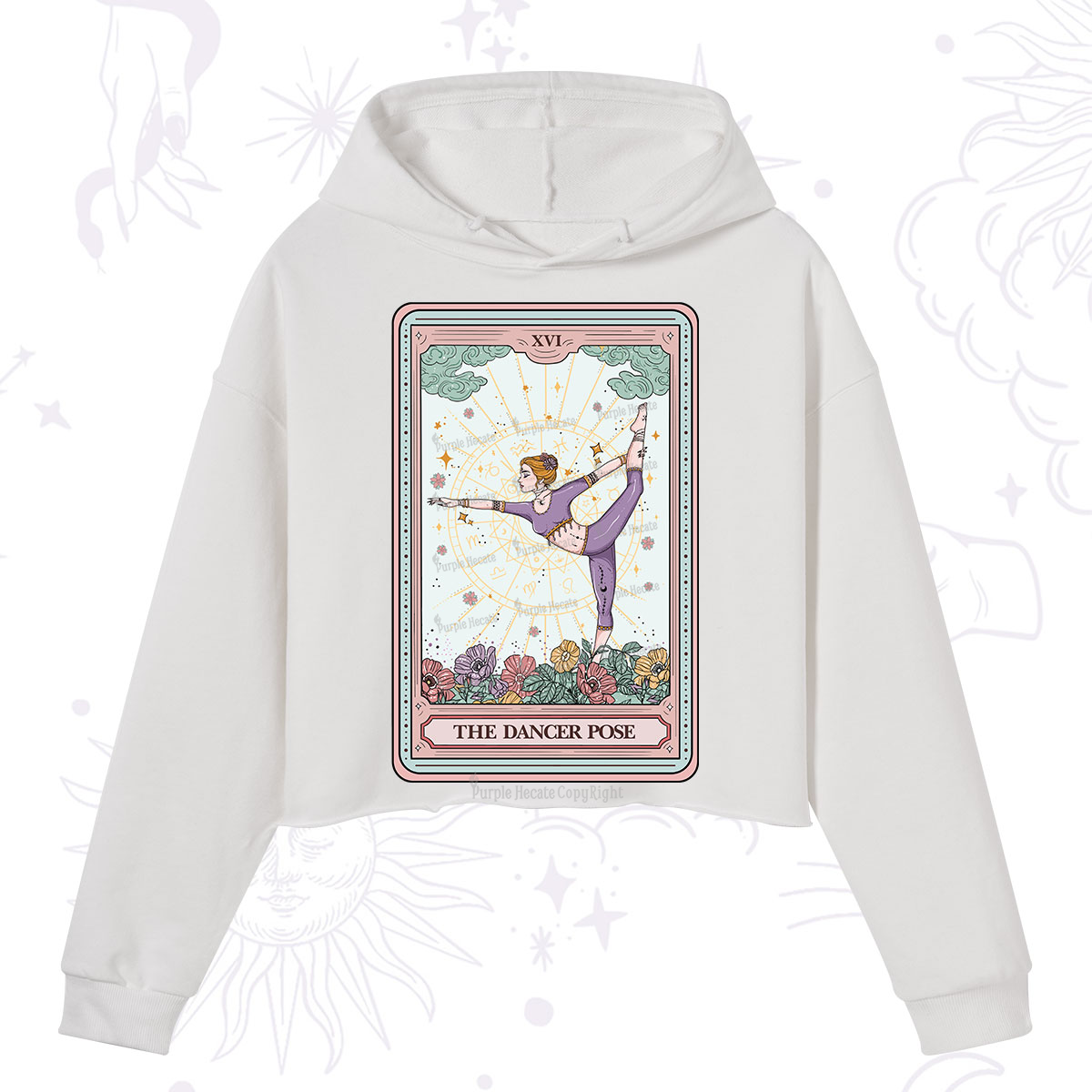 Purplehecate The Dancer Pose Tarot Card Crop Hoodie