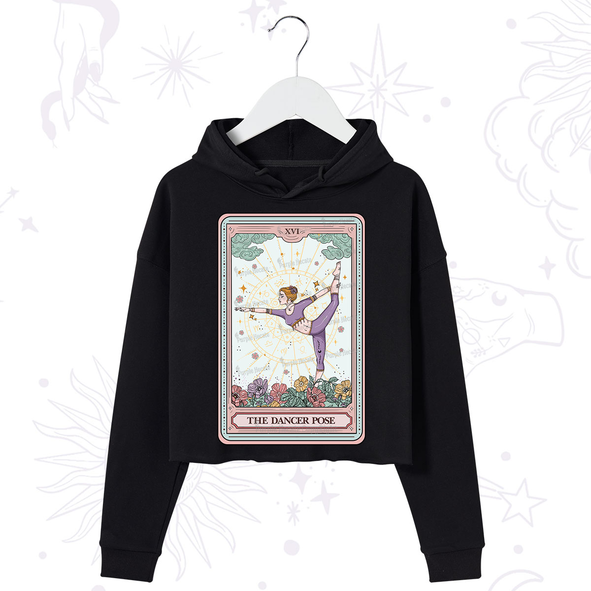 Purplehecate The Dancer Pose Tarot Card Crop Hoodie