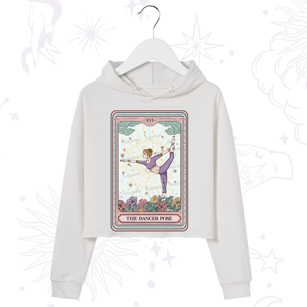 Purplehecate The Dancer Pose Tarot Card Crop Hoodie