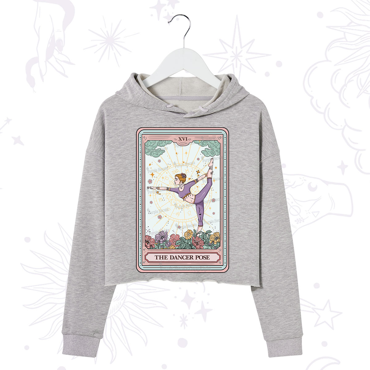 Purplehecate The Dancer Pose Tarot Card Crop Hoodie
