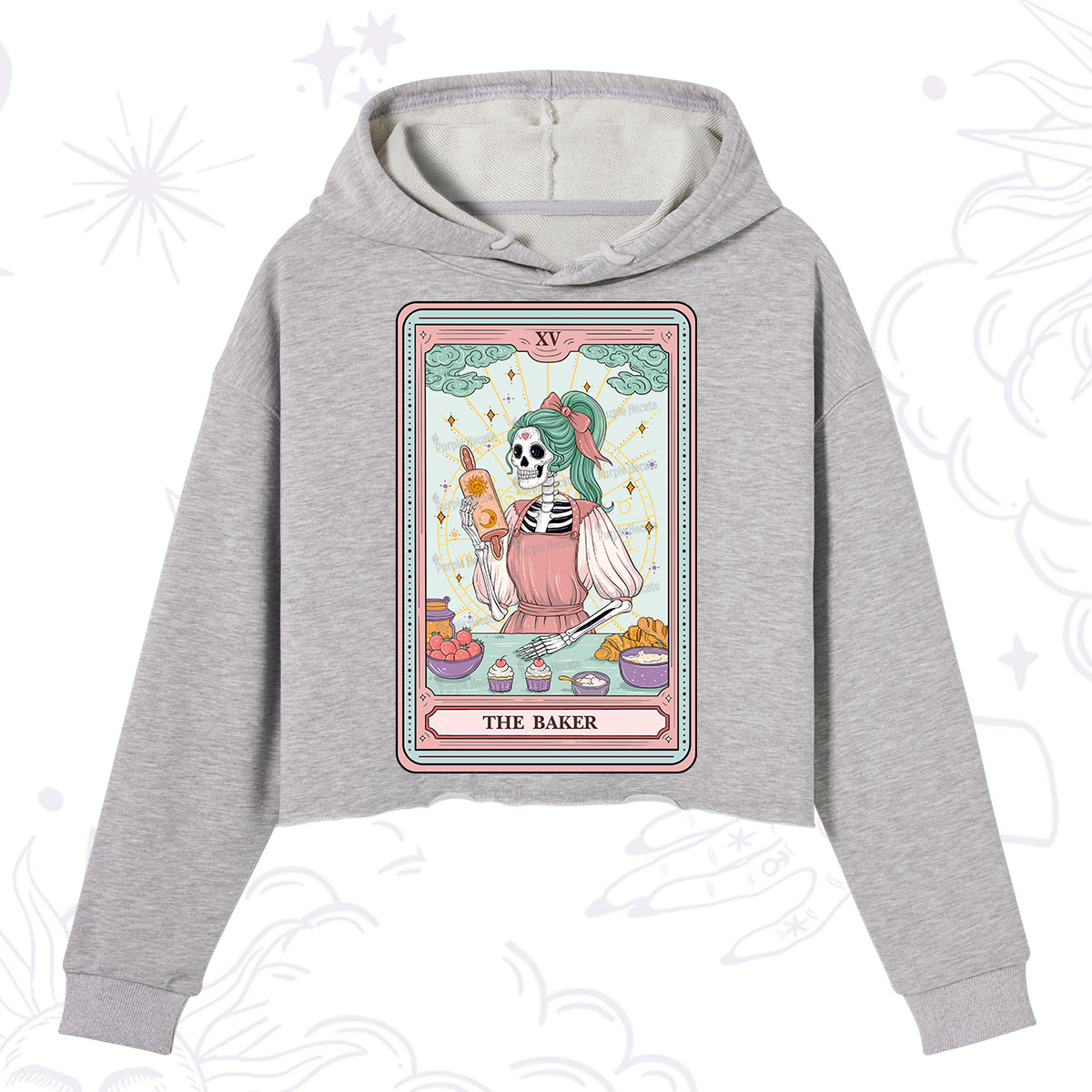 Purplehecate The Bakery Tarot Card Crop Hoodie