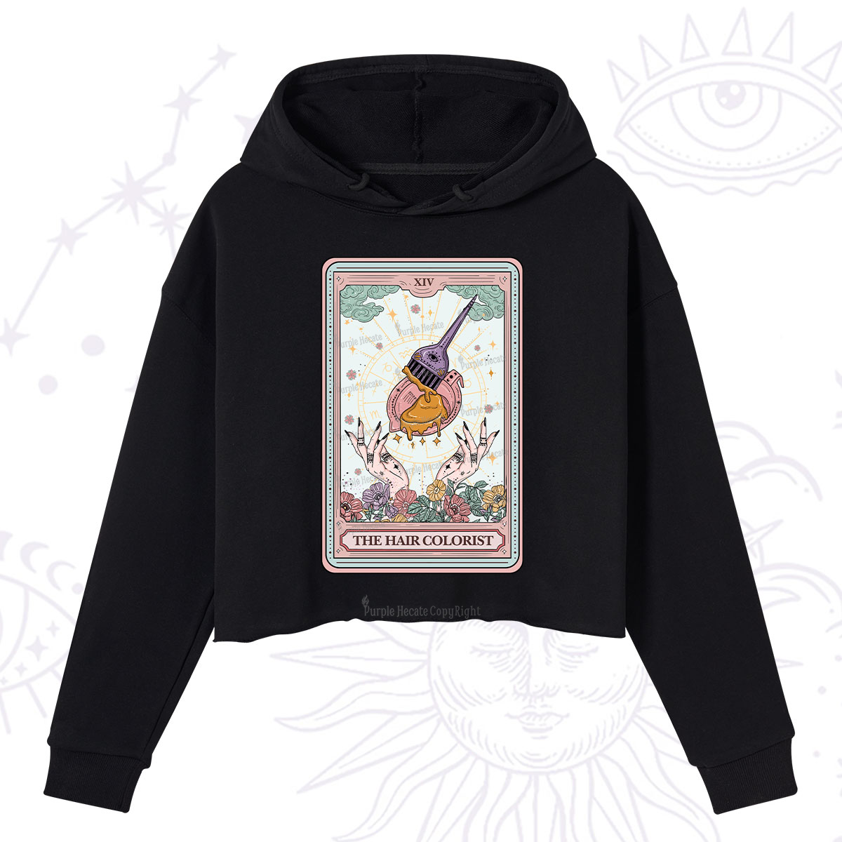 Purplehecate The Hail Colorist Tarot Card Crop Hoodie