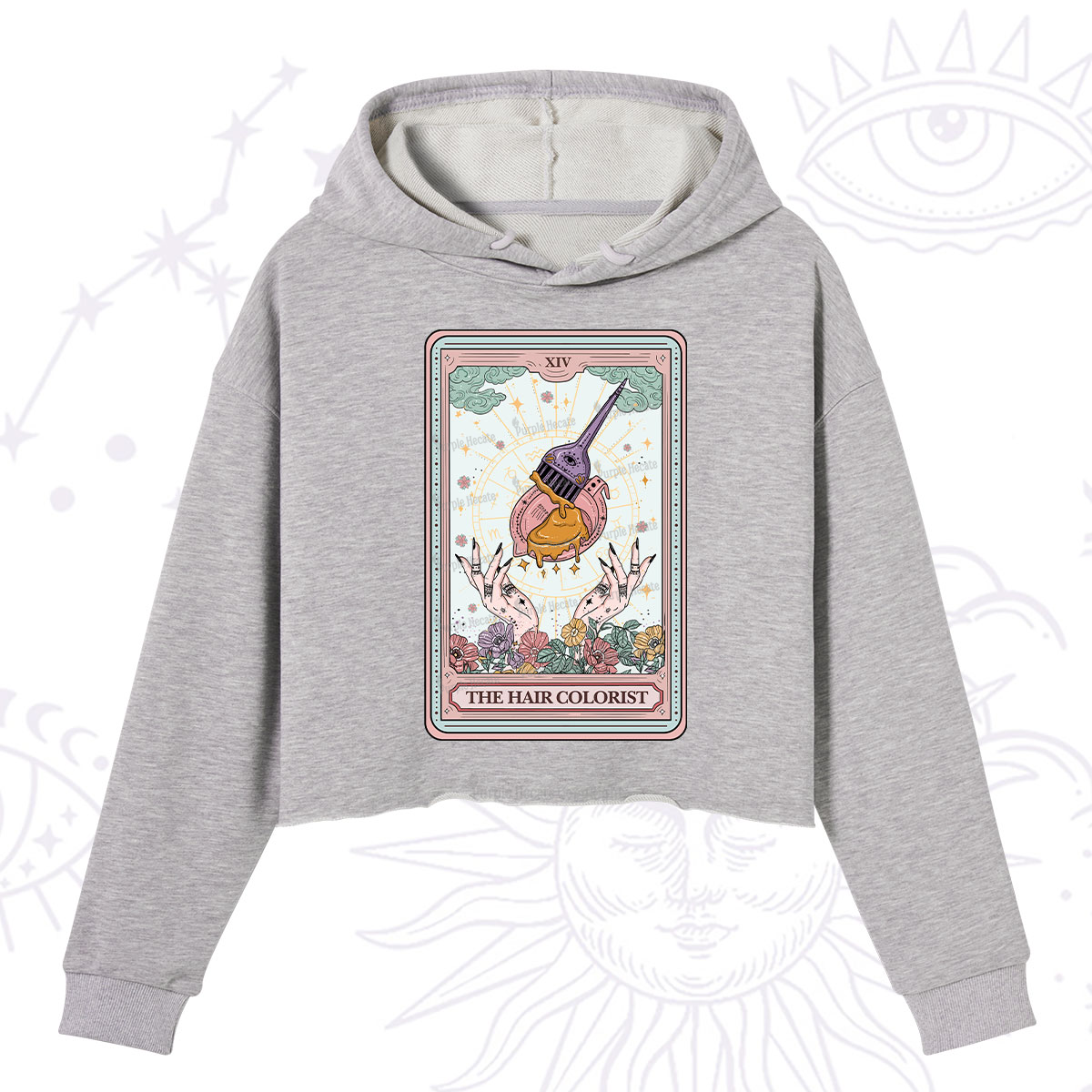 Purplehecate The Hail Colorist Tarot Card Crop Hoodie