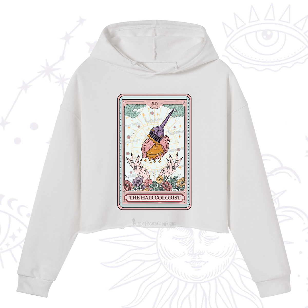 Purplehecate The Hail Colorist Tarot Card Crop Hoodie