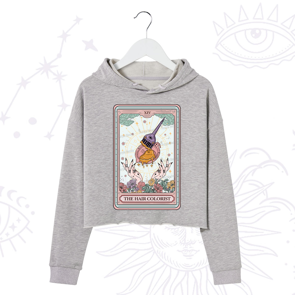 Purplehecate The Hail Colorist Tarot Card Crop Hoodie