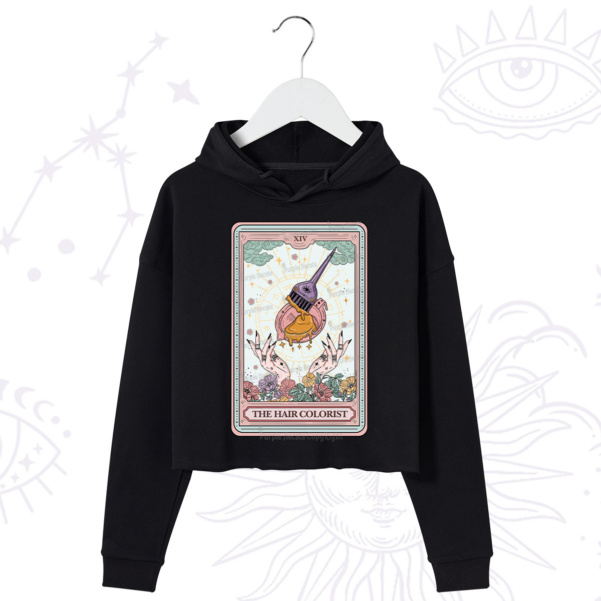 Purplehecate The Hail Colorist Tarot Card Crop Hoodie