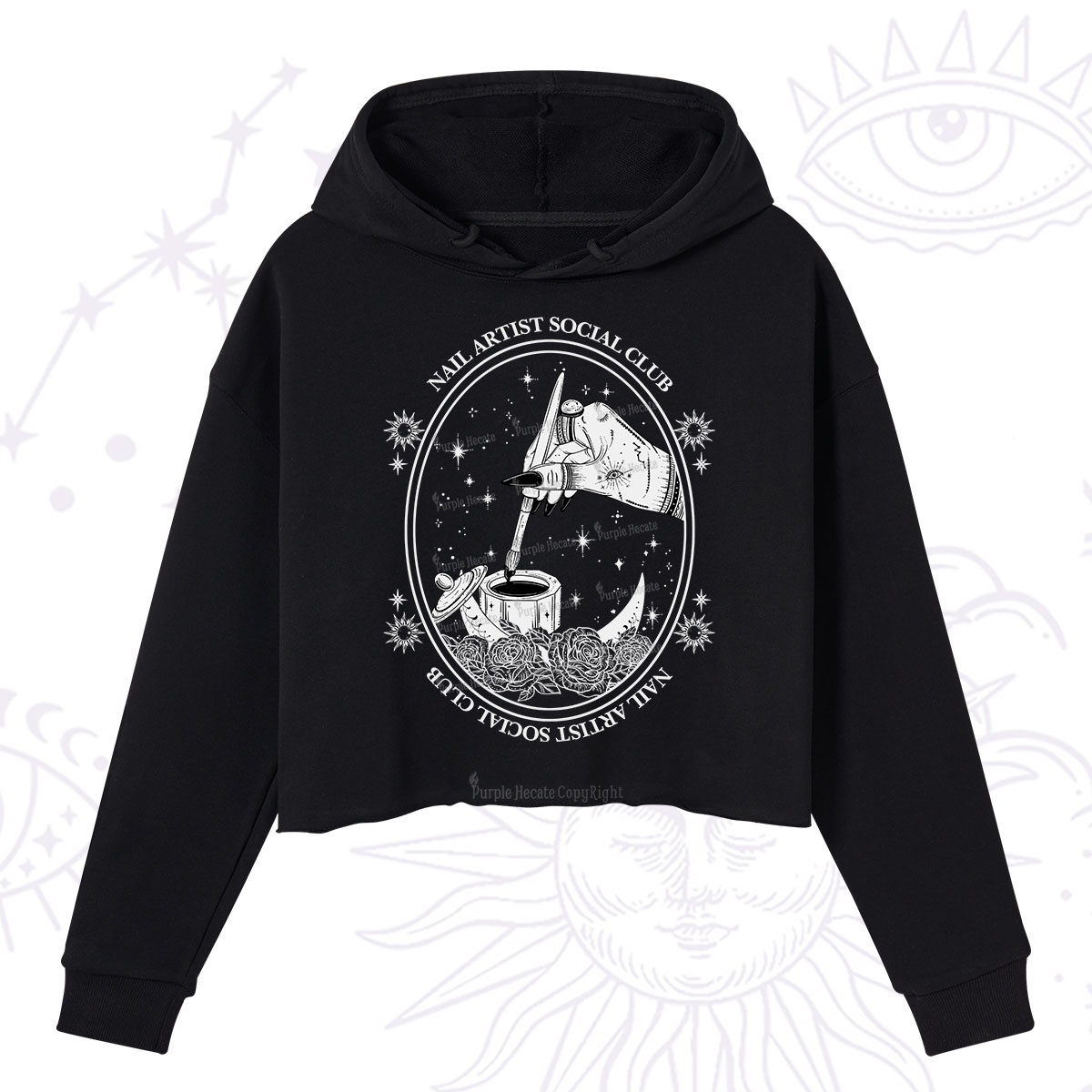 Purplehecate Nail Artist Social Club Crop Hoodie