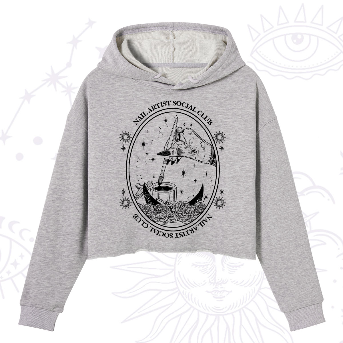 Purplehecate Nail Artist Social Club Crop Hoodie