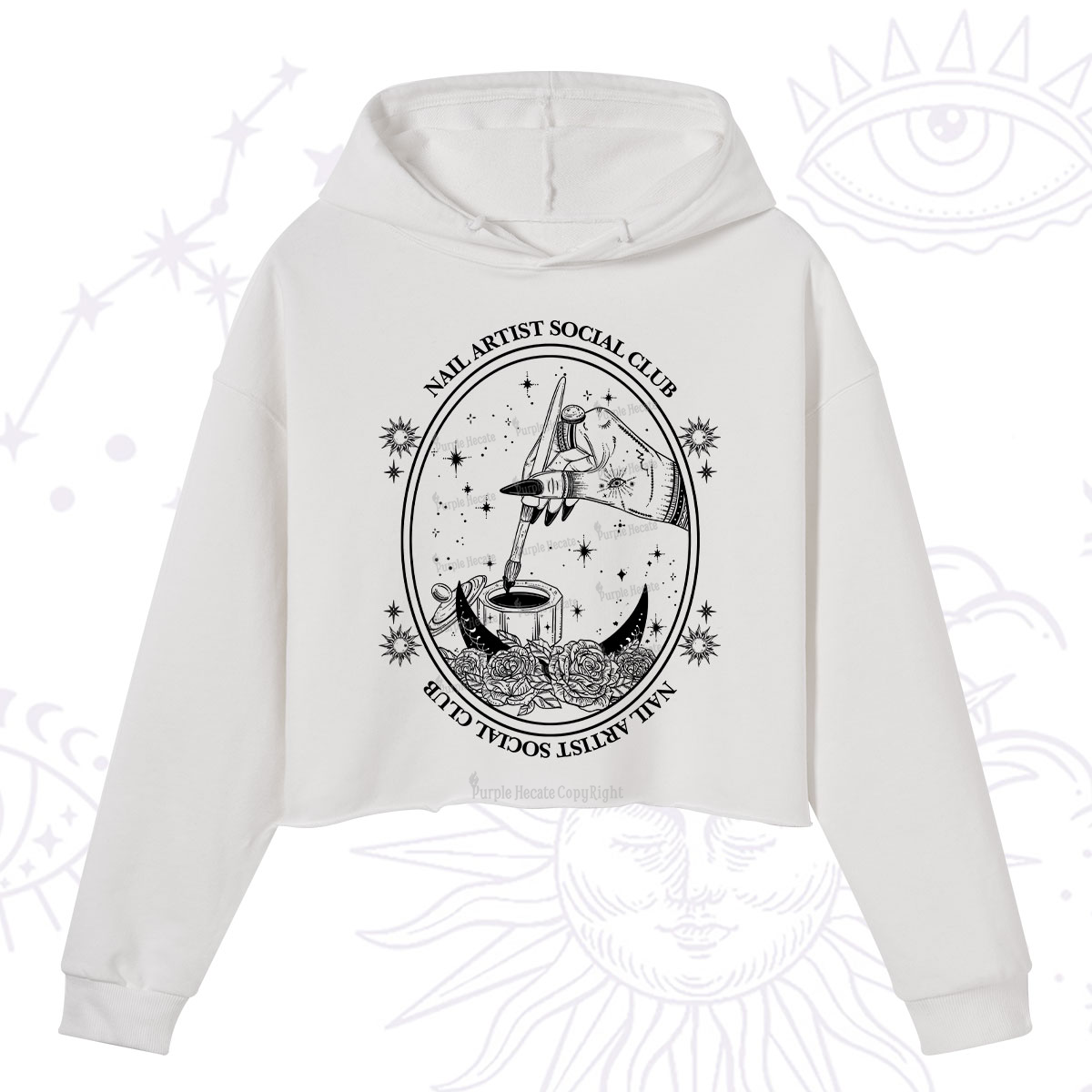 Purplehecate Nail Artist Social Club Crop Hoodie