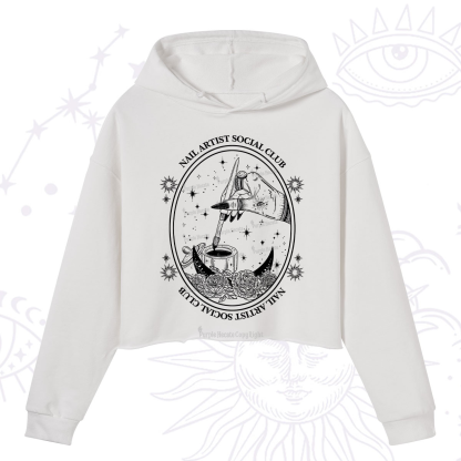 Purplehecate Nail Artist Social Club Crop Hoodie