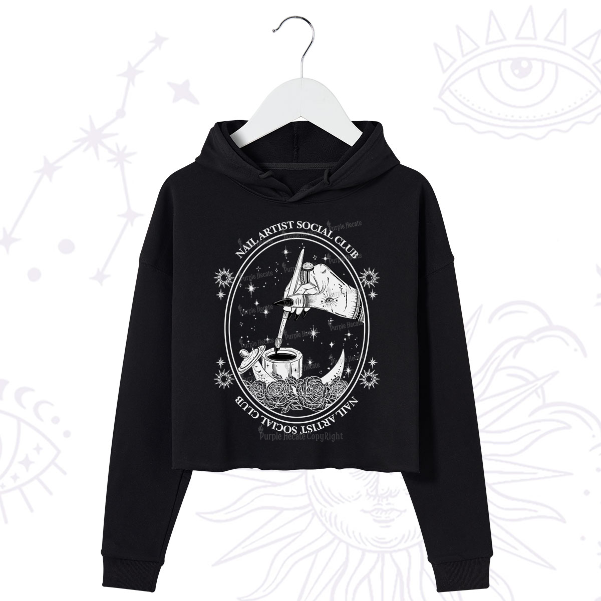 Purplehecate Nail Artist Social Club Crop Hoodie