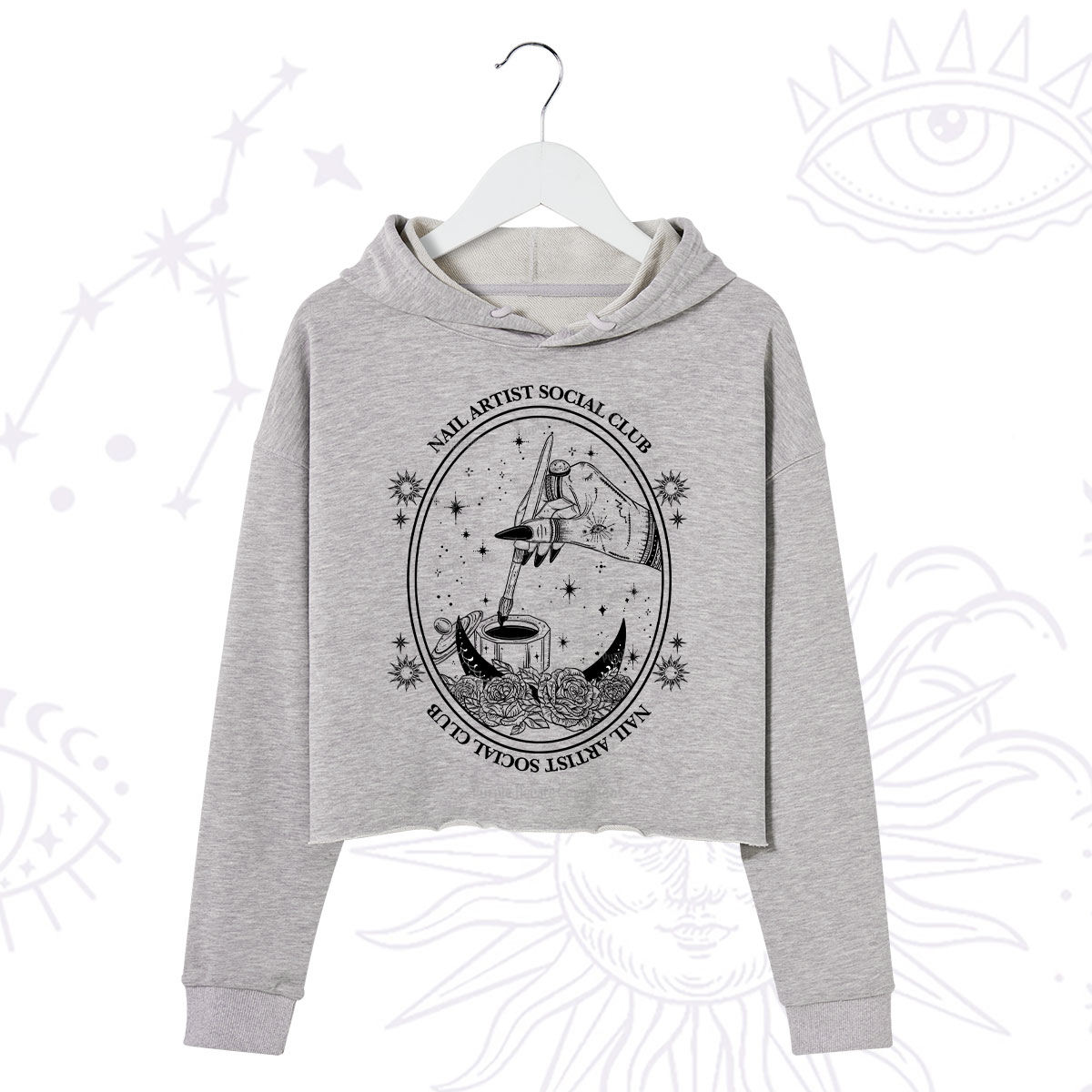 Purplehecate Nail Artist Social Club Crop Hoodie