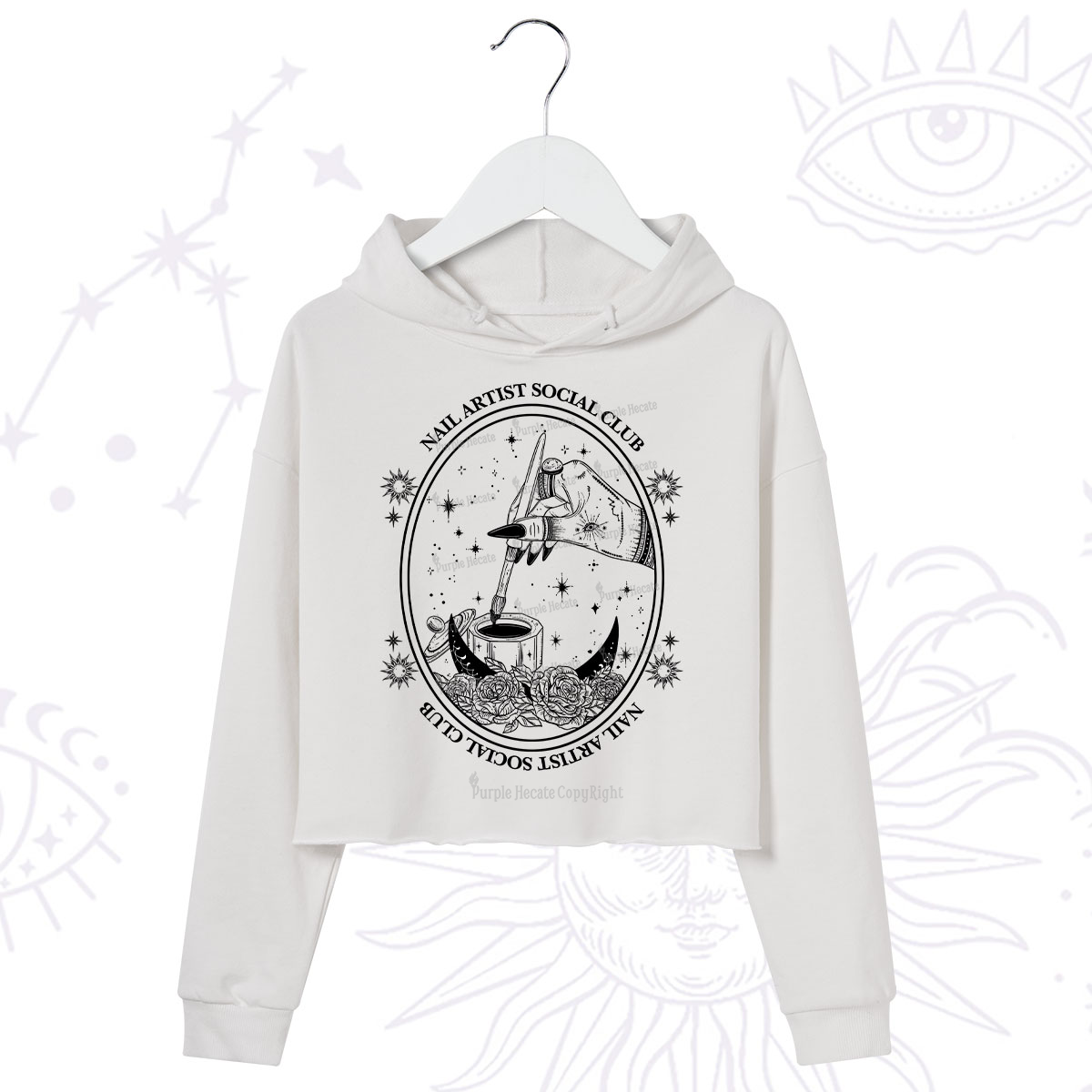 Purplehecate Nail Artist Social Club Crop Hoodie