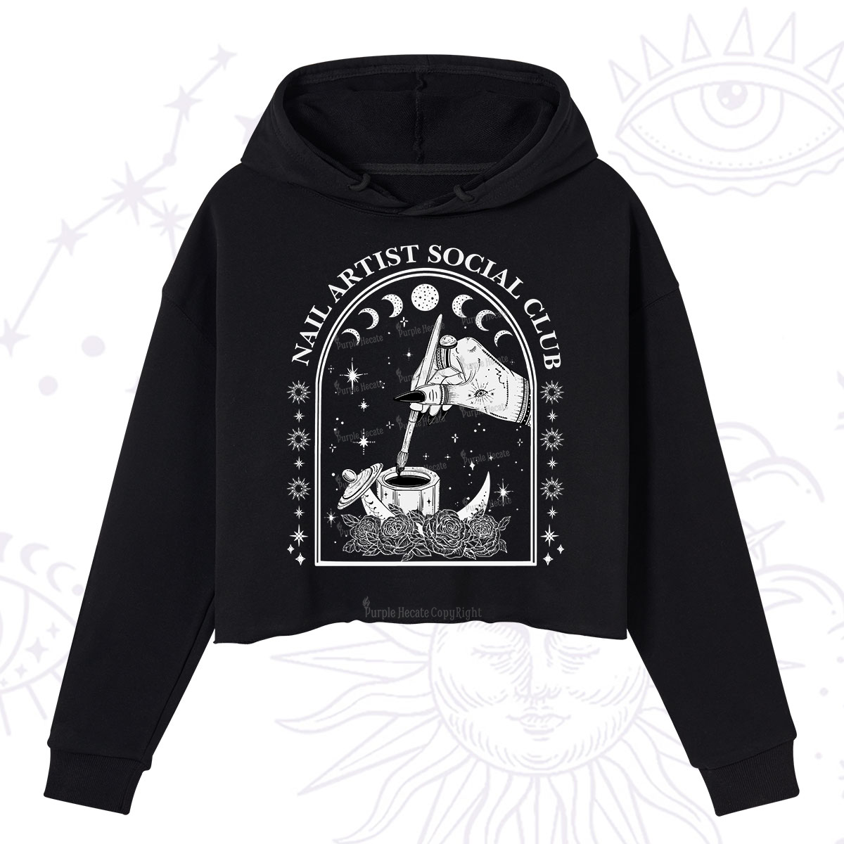 Purplehecate Nail Artist Club Collective Crop Hoodie