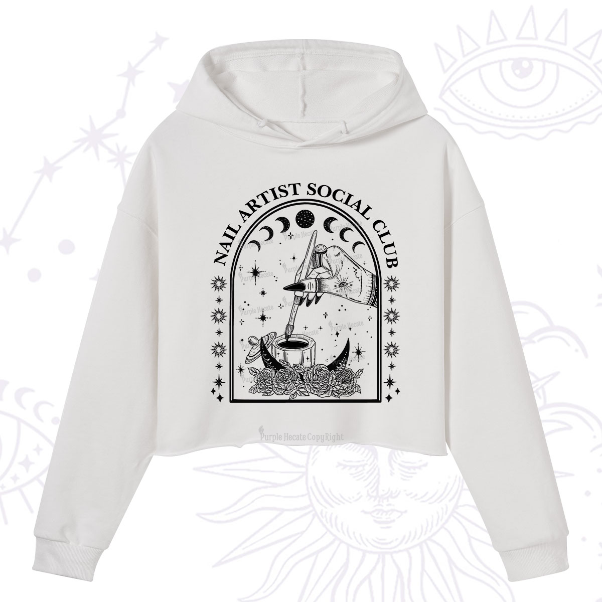Purplehecate Nail Artist Club Collective Crop Hoodie