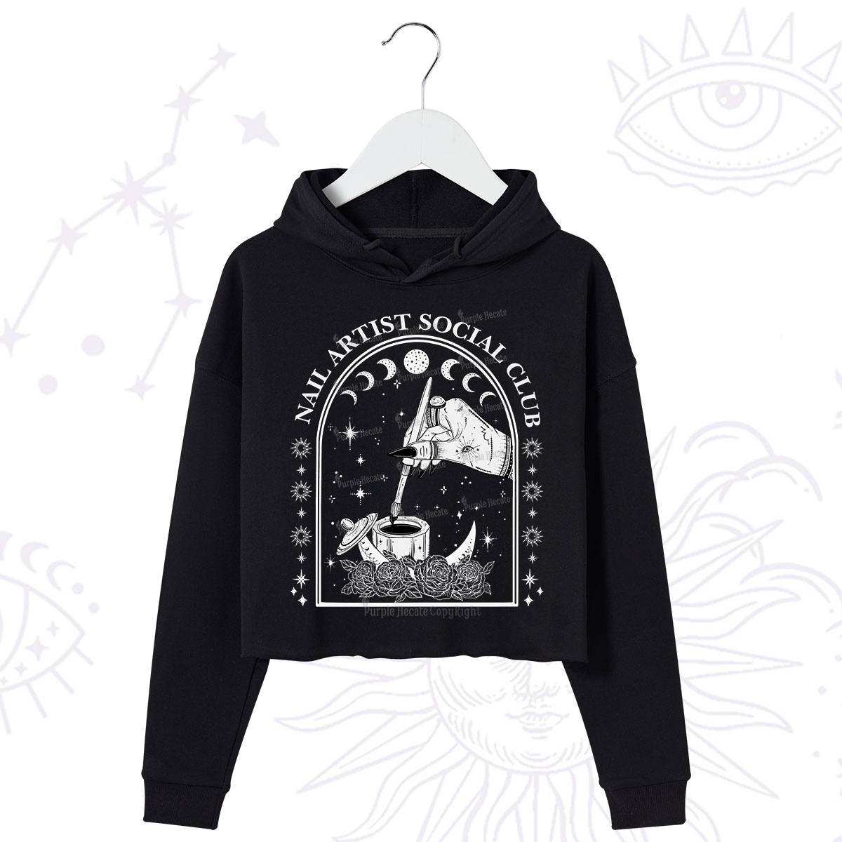 Purplehecate Nail Artist Club Collective Crop Hoodie