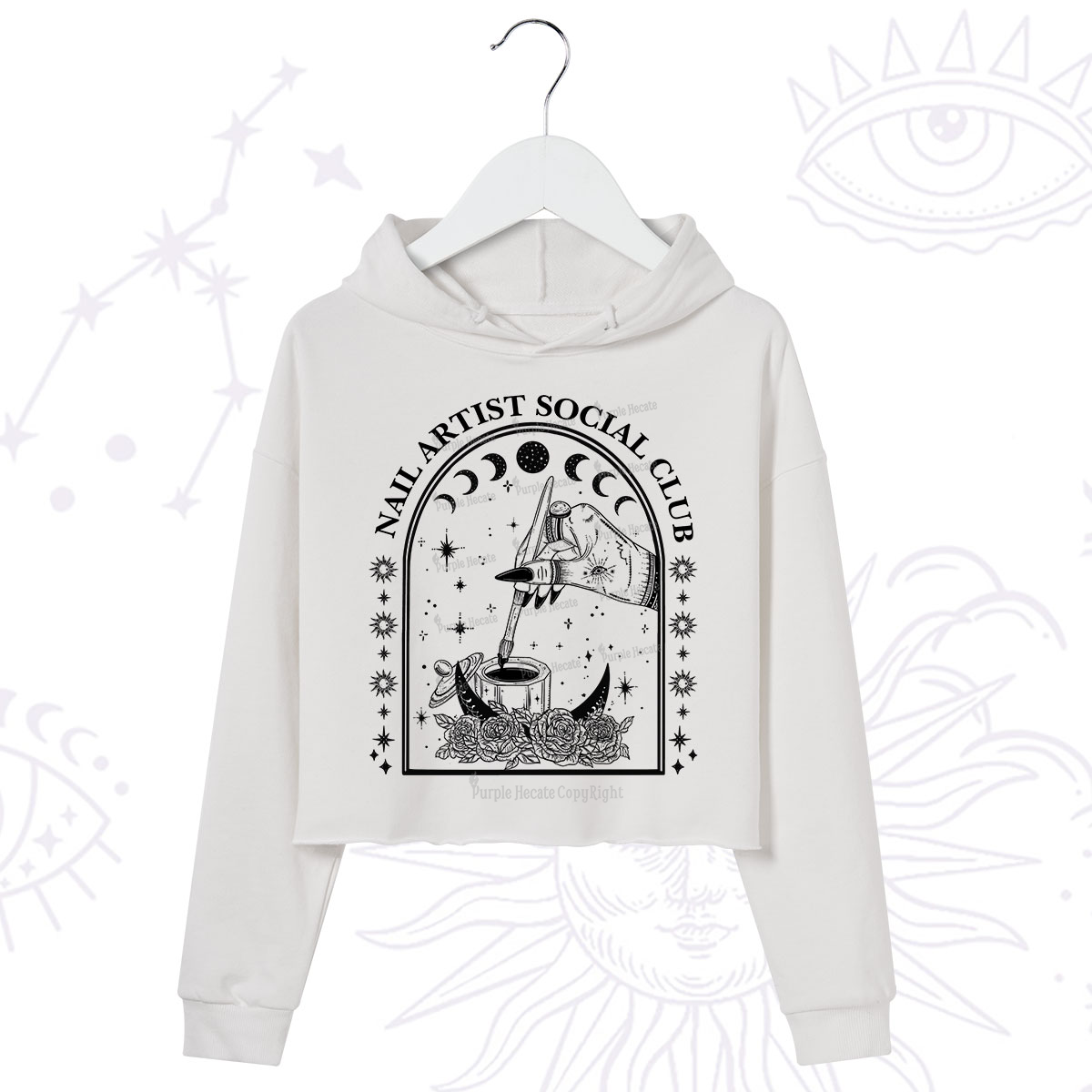 Purplehecate Nail Artist Club Collective Crop Hoodie