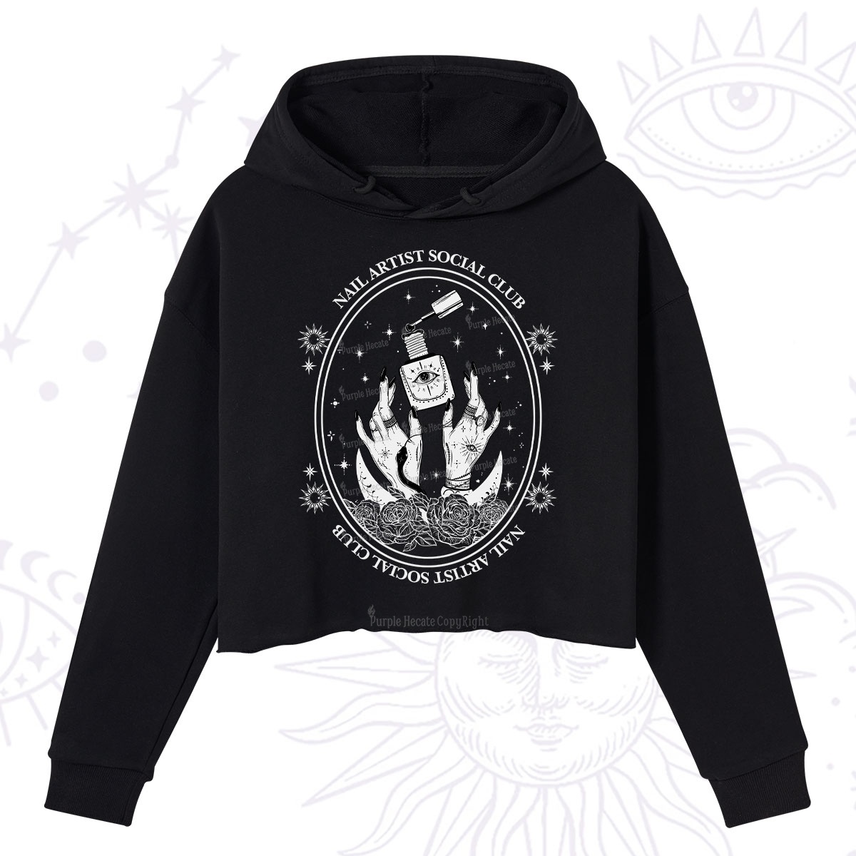 Purplehecate Nail Artist Club Crop Hoodie