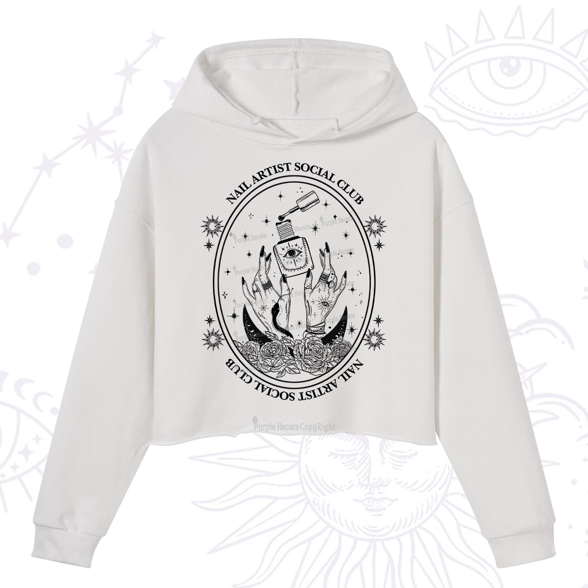 Purplehecate Nail Artist Club Crop Hoodie