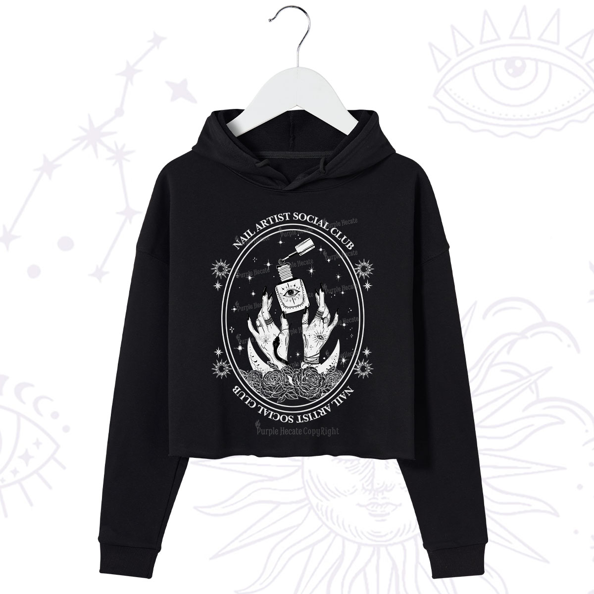 Purplehecate Nail Artist Club Crop Hoodie