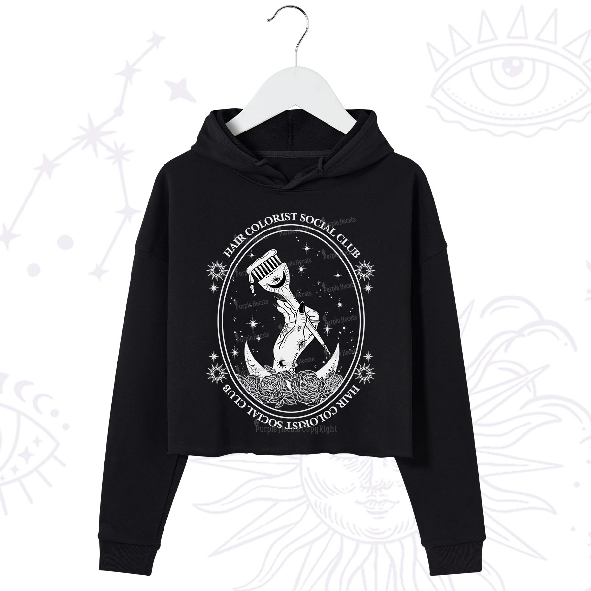 Purplehecate Hair Colorist Social Club Crop Hoodie
