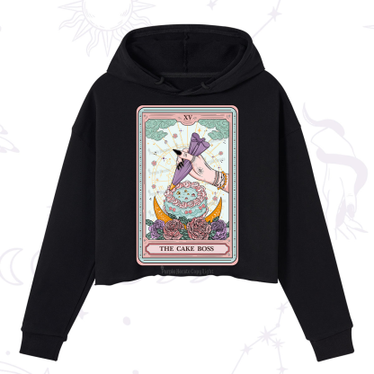 Purplehecate The Cake Boss Tarot Card Crop Hoodie