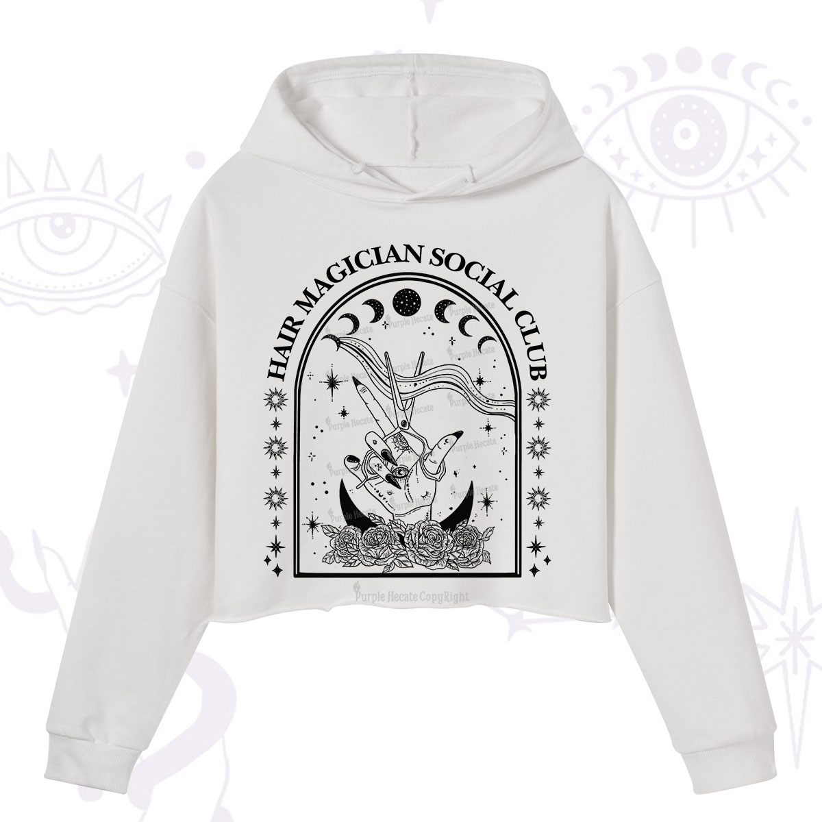 Purplehecate Hair Magician Social Club Collective Crop Hoodie