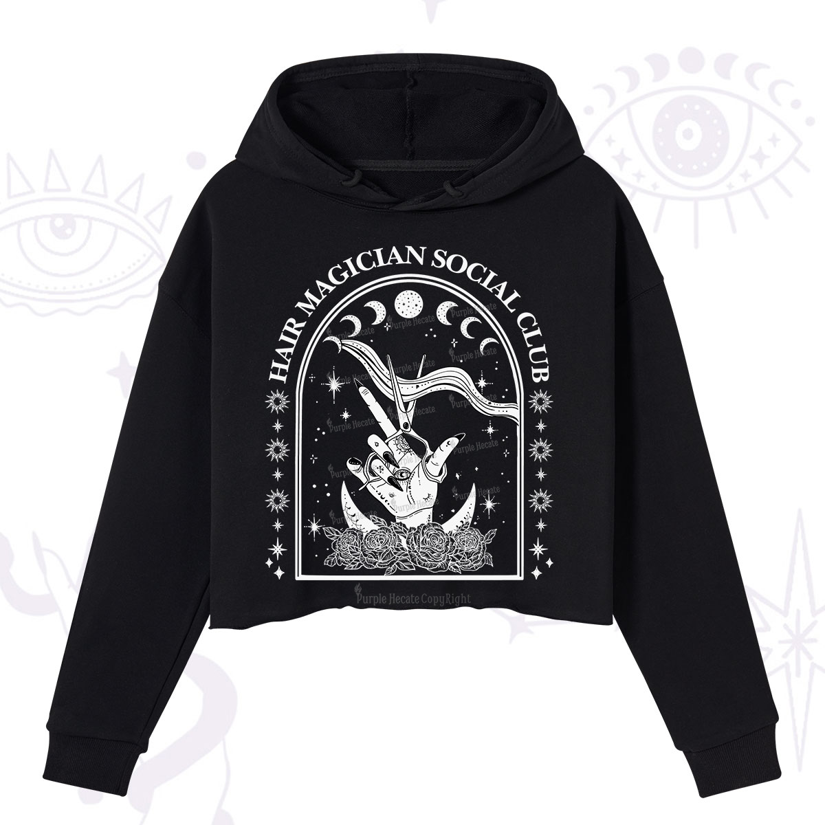 Purplehecate Hair Magician Social Club Collective Crop Hoodie