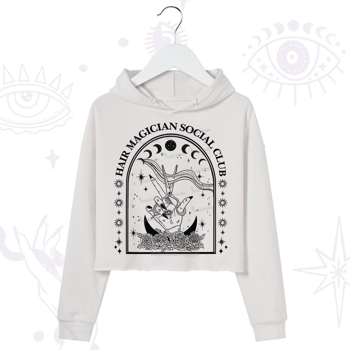 Purplehecate Hair Magician Social Club Collective Crop Hoodie