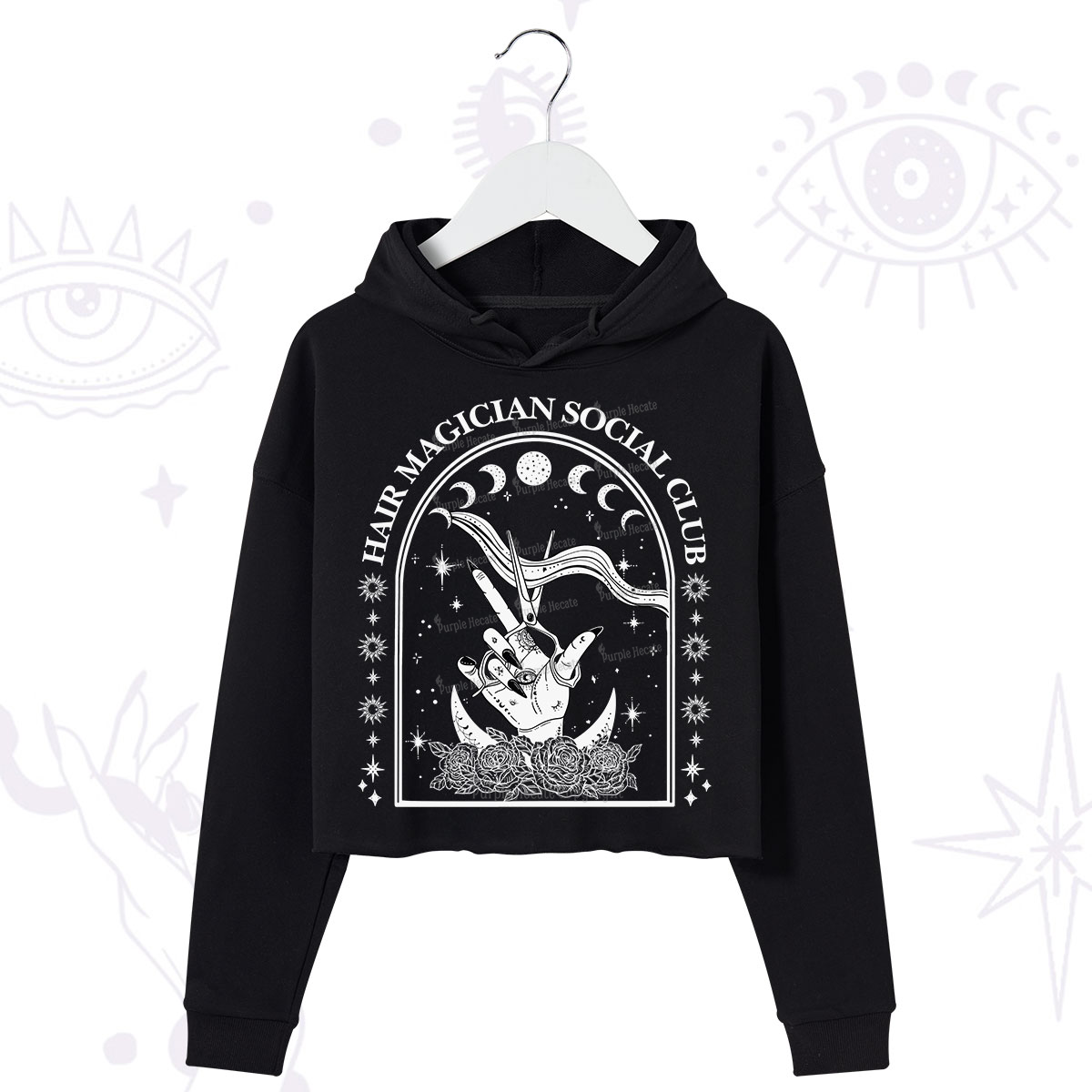 Purplehecate Hair Magician Social Club Collective Crop Hoodie