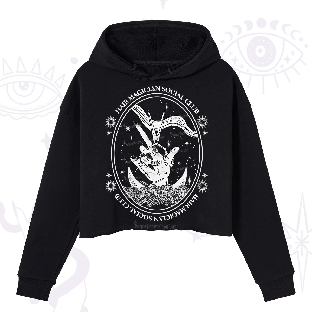 Purplehecate Hair Magician Social Club Crop Hoodie