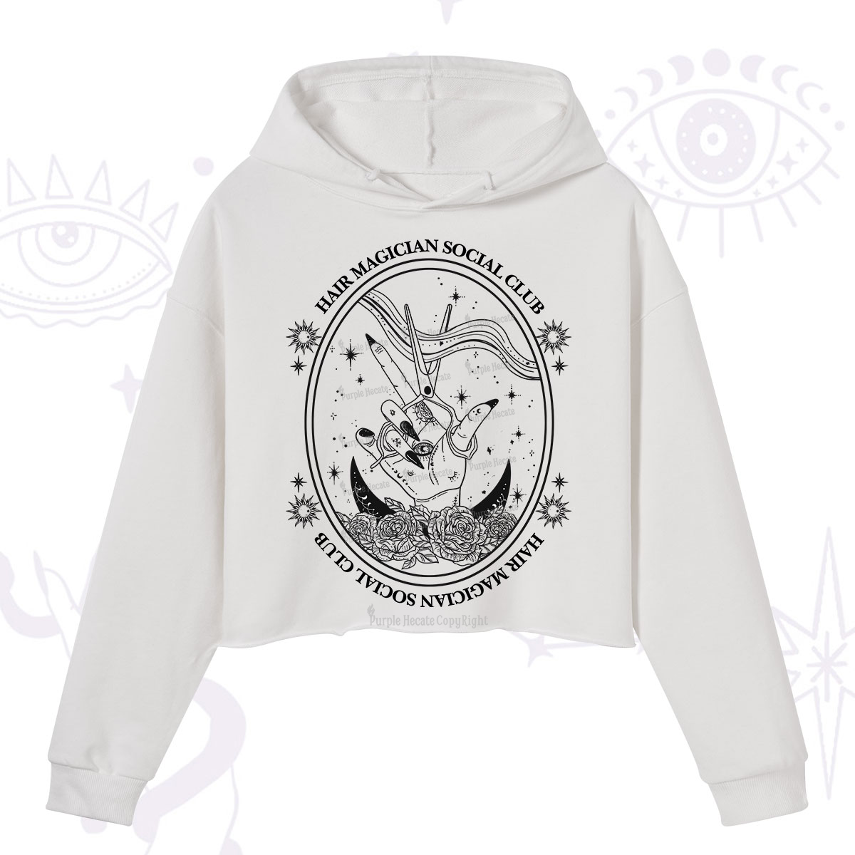 Purplehecate Hair Magician Social Club Crop Hoodie