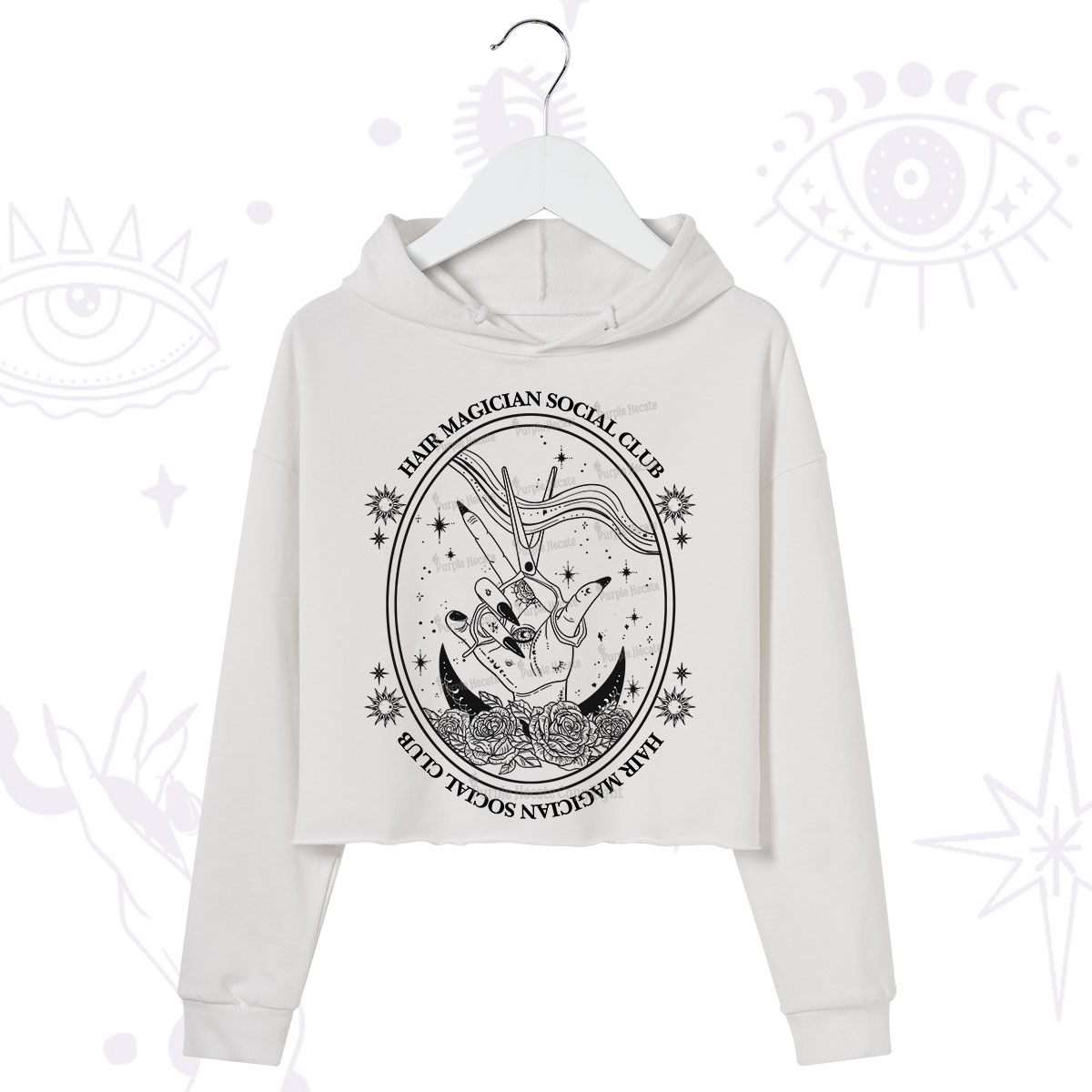 Purplehecate Hair Magician Social Club Crop Hoodie