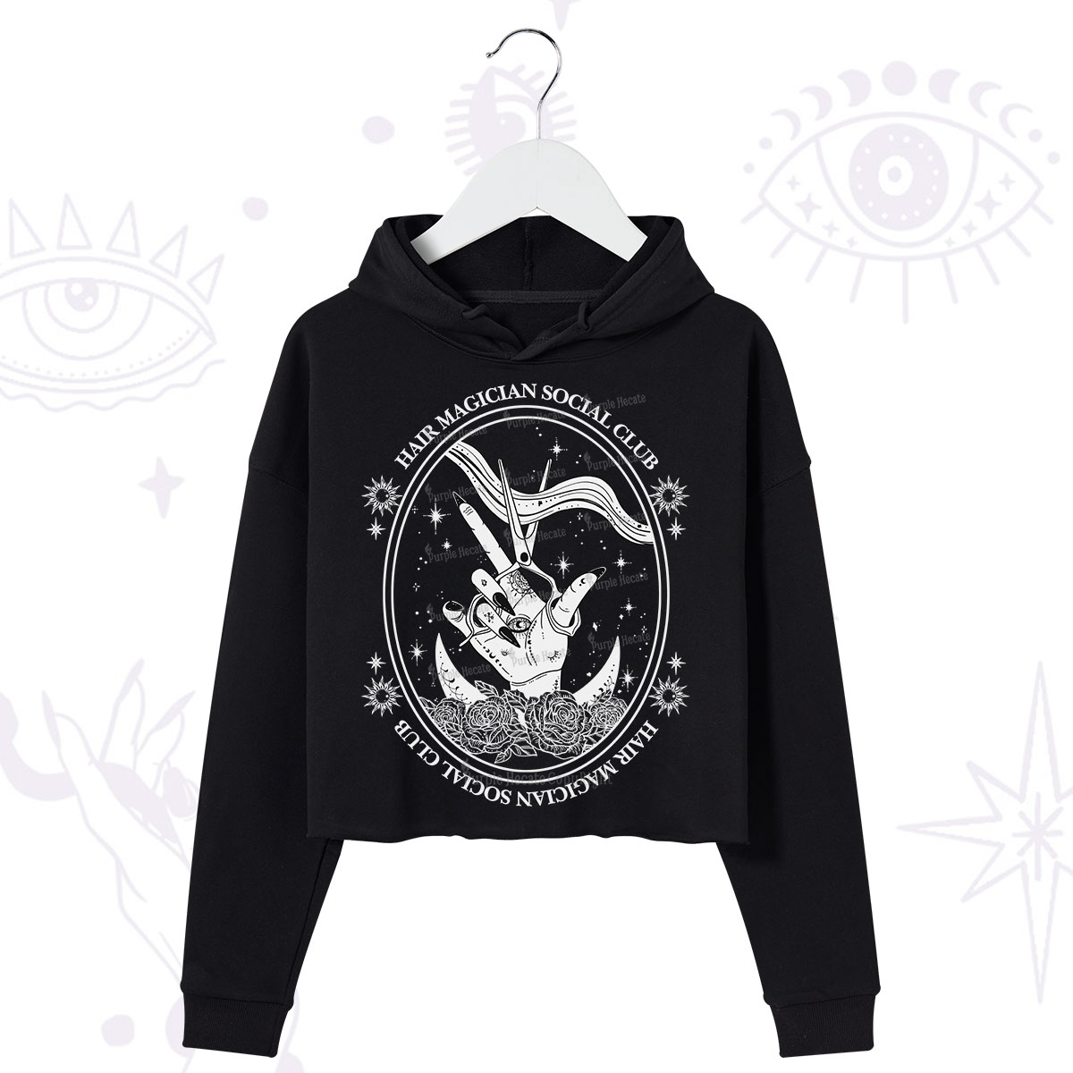 Purplehecate Hair Magician Social Club Crop Hoodie