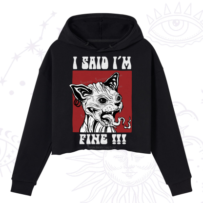 Purplehecate Angry Cat Crop Hoodie