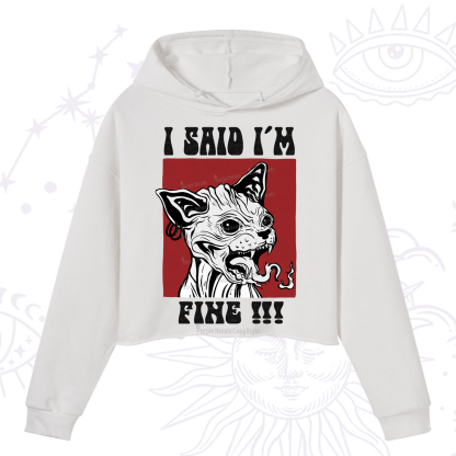 Purplehecate Angry Cat Crop Hoodie
