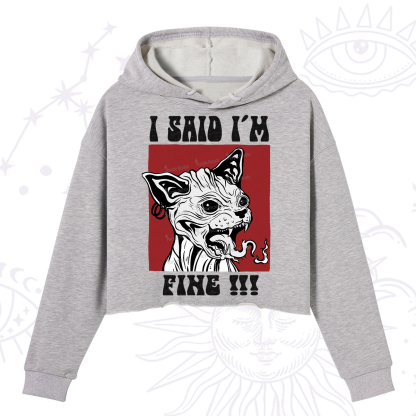 Purplehecate Angry Cat Crop Hoodie