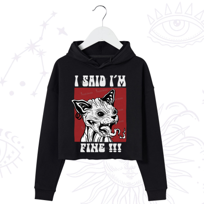 Purplehecate Angry Cat Crop Hoodie