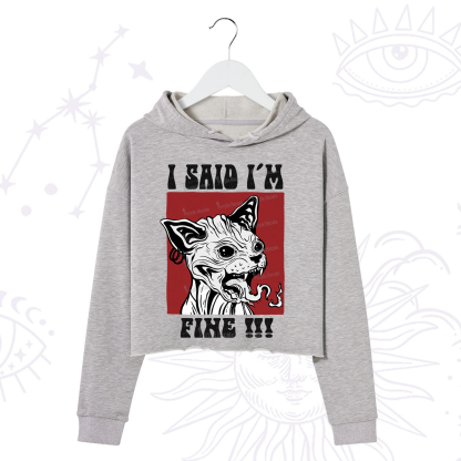 Purplehecate Angry Cat Crop Hoodie