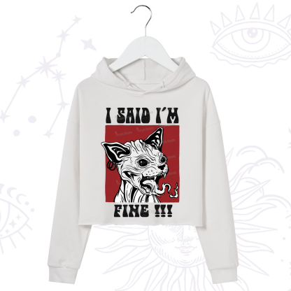 Purplehecate Angry Cat Crop Hoodie