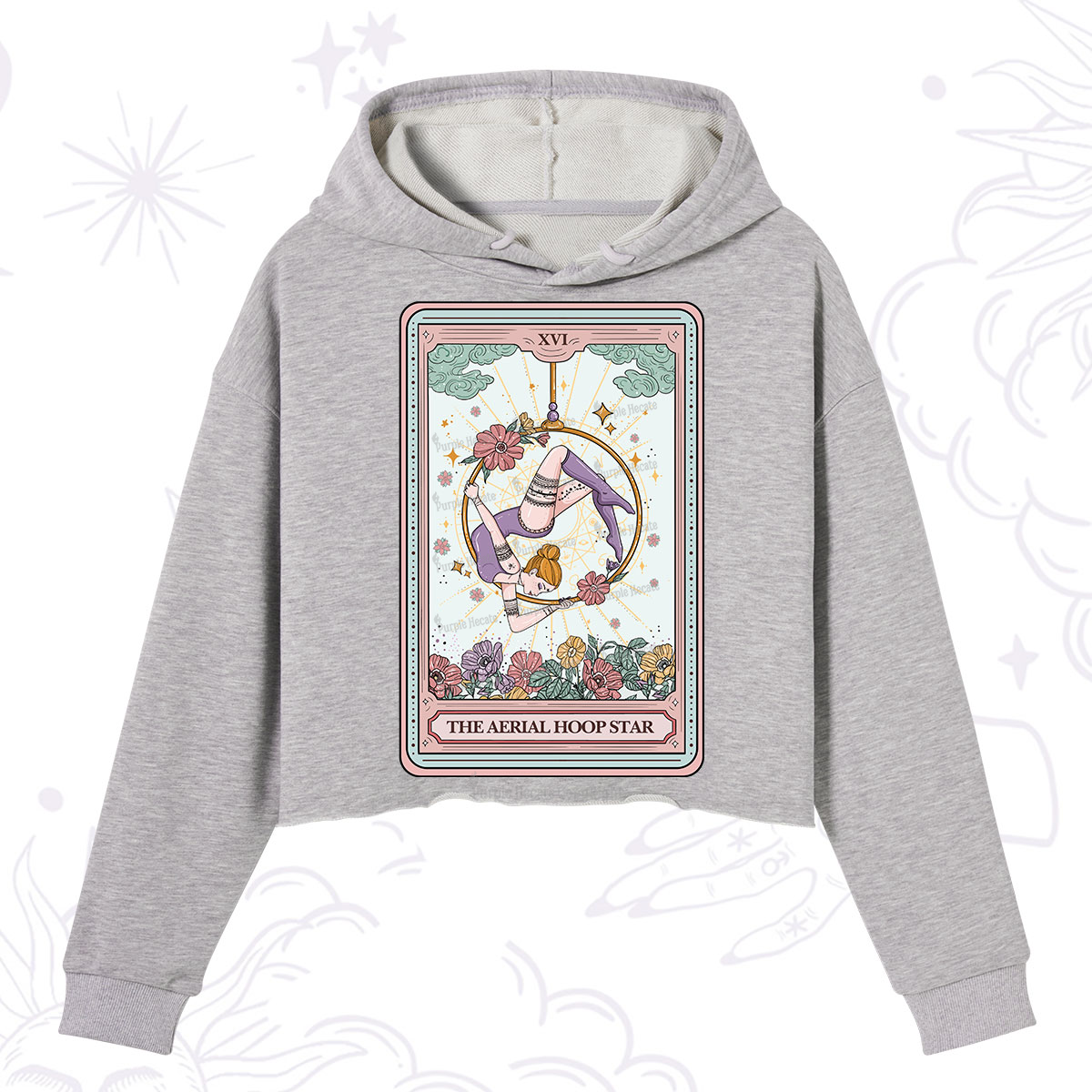 Purplehecate The Aerial Hoop Star Tarot Card Crop Hoodie