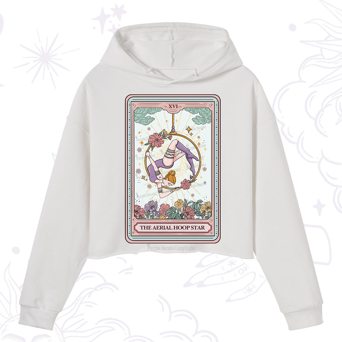 Purplehecate The Aerial Hoop Star Tarot Card Crop Hoodie