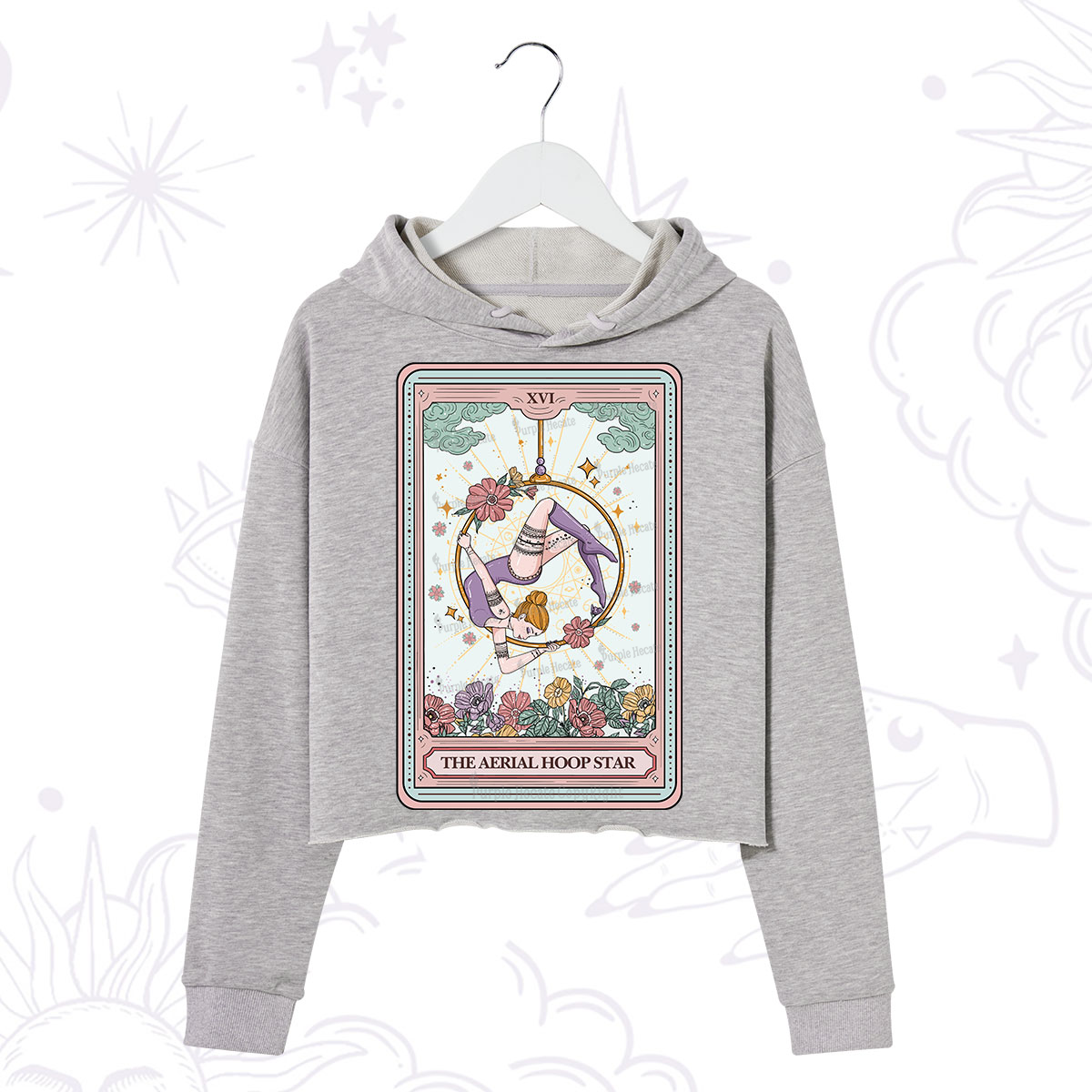 Purplehecate The Aerial Hoop Star Tarot Card Crop Hoodie