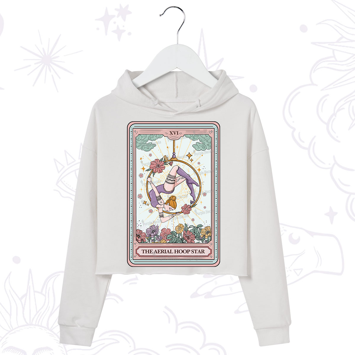 Purplehecate The Aerial Hoop Star Tarot Card Crop Hoodie