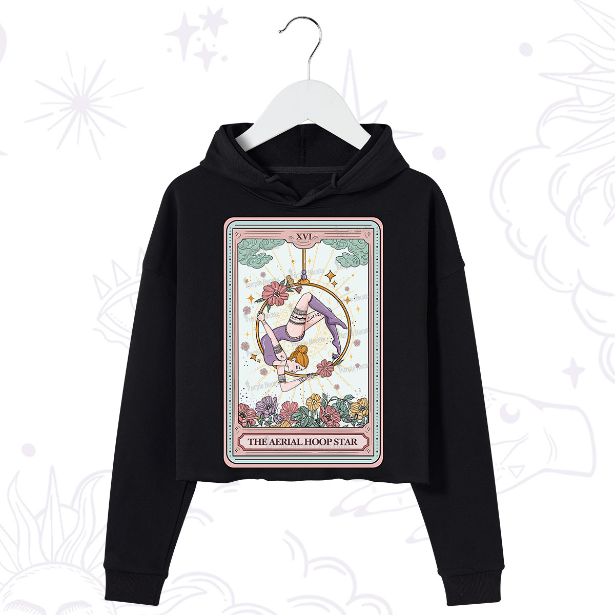 Purplehecate The Aerial Hoop Star Tarot Card Crop Hoodie