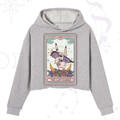 Purplehecate The Lady Barber Tarot Card Crop Hoodie