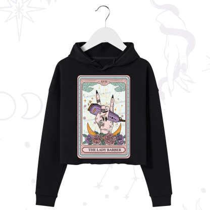 Purplehecate The Lady Barber Tarot Card Crop Hoodie